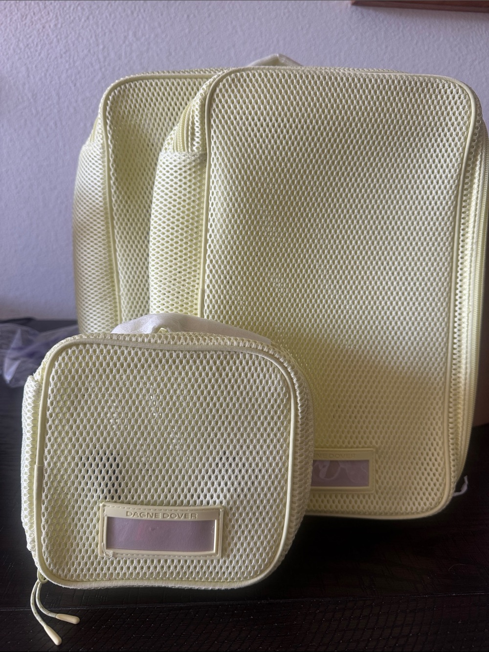 Dagne Dover Pale Yellow Mesh Packing Cube Set